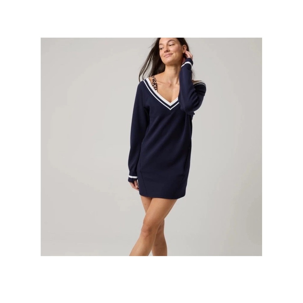 Varsity Offline By Aerie Chillup Mini Dress In Navy & White Size Small NWT